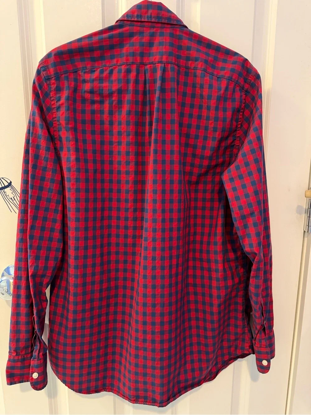 J. Crew Men’s Red & Royal Blue Check Button-Down Shirt